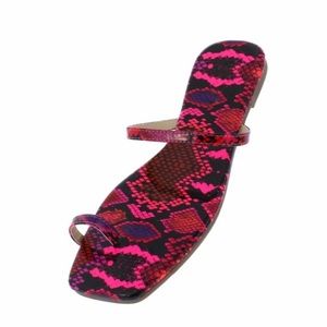 Pink Snakeskin flat toe ring sandals